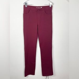 Betabrand Dress Pant Yoga Pants Straight Leg Classic Size M Long Burgundy